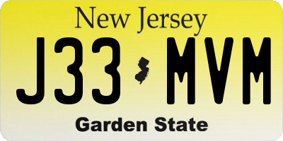 NJ license plate J33MVM