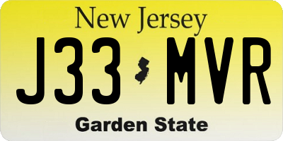NJ license plate J33MVR