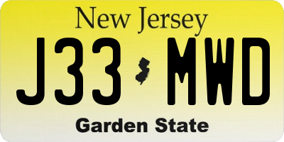 NJ license plate J33MWD