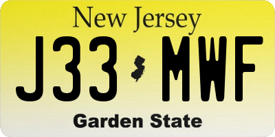 NJ license plate J33MWF