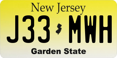NJ license plate J33MWH