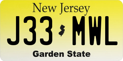 NJ license plate J33MWL