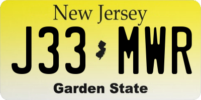 NJ license plate J33MWR