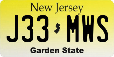 NJ license plate J33MWS