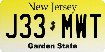 NJ license plate J33MWT