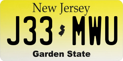 NJ license plate J33MWU