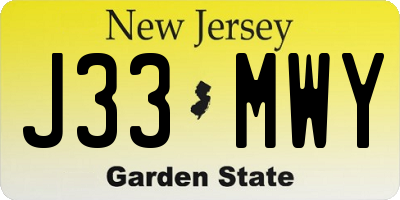 NJ license plate J33MWY