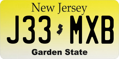 NJ license plate J33MXB