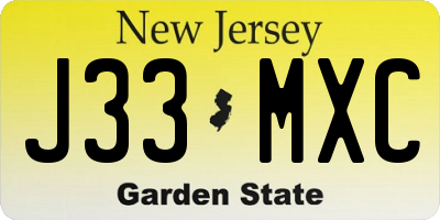 NJ license plate J33MXC