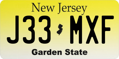 NJ license plate J33MXF