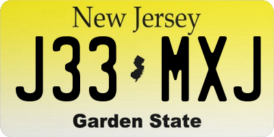 NJ license plate J33MXJ