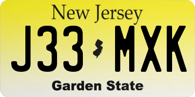 NJ license plate J33MXK