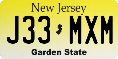 NJ license plate J33MXM