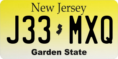 NJ license plate J33MXQ