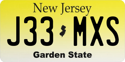 NJ license plate J33MXS