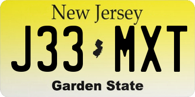 NJ license plate J33MXT