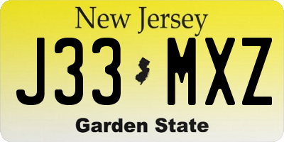 NJ license plate J33MXZ
