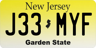 NJ license plate J33MYF