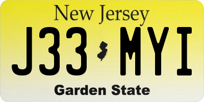 NJ license plate J33MYI