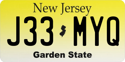 NJ license plate J33MYQ