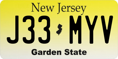 NJ license plate J33MYV