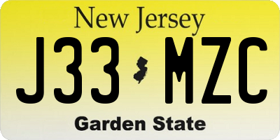 NJ license plate J33MZC