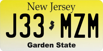 NJ license plate J33MZM