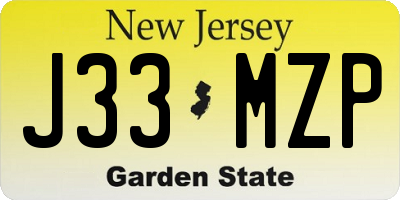 NJ license plate J33MZP