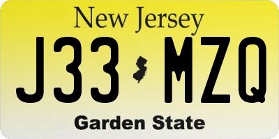 NJ license plate J33MZQ