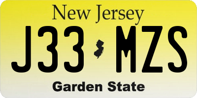 NJ license plate J33MZS