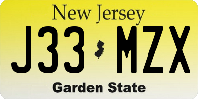 NJ license plate J33MZX