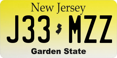 NJ license plate J33MZZ