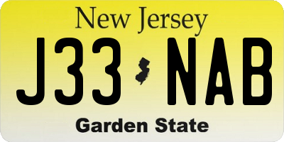 NJ license plate J33NAB