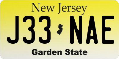 NJ license plate J33NAE