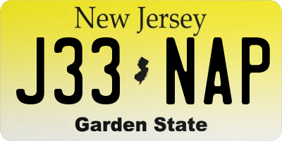 NJ license plate J33NAP