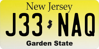 NJ license plate J33NAQ