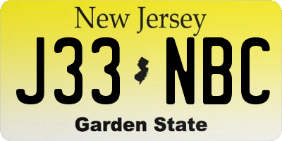 NJ license plate J33NBC