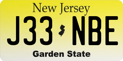 NJ license plate J33NBE