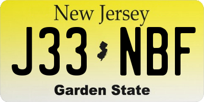 NJ license plate J33NBF