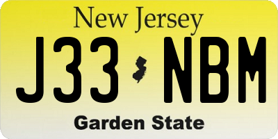 NJ license plate J33NBM