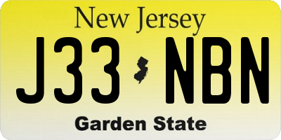 NJ license plate J33NBN