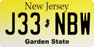 NJ license plate J33NBW