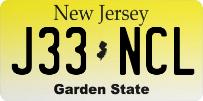 NJ license plate J33NCL