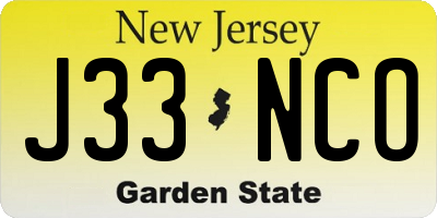 NJ license plate J33NCO