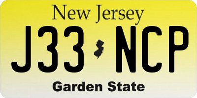 NJ license plate J33NCP