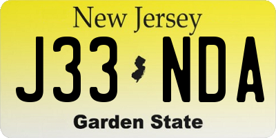 NJ license plate J33NDA