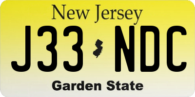 NJ license plate J33NDC