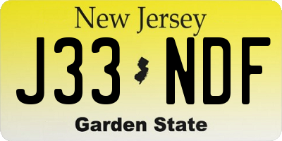 NJ license plate J33NDF