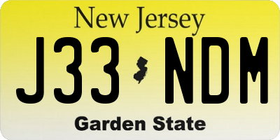 NJ license plate J33NDM
