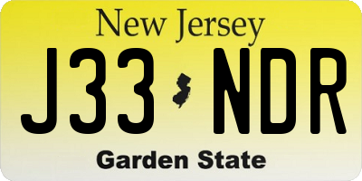 NJ license plate J33NDR